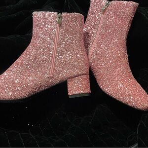 Glittery Pink Ankle Boots